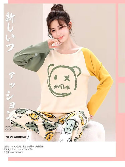 Multi smile BEAR PRINTED NIGHT DRESS IN COTTON FABRIC COTTON JARSY