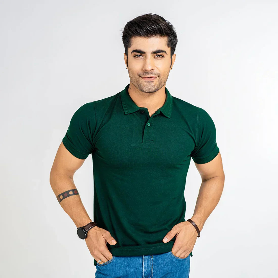 Classic Fit Jersey Colar - Basic T-Shirt - Maroon
