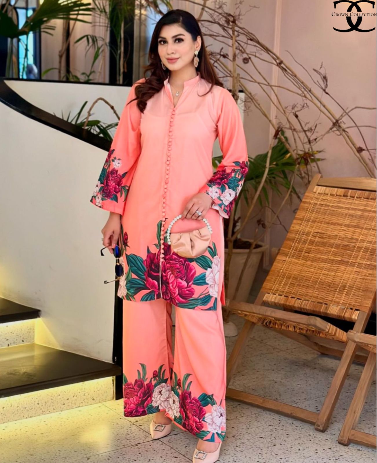 Digital Front &amp; Back Floral Print Co Ord