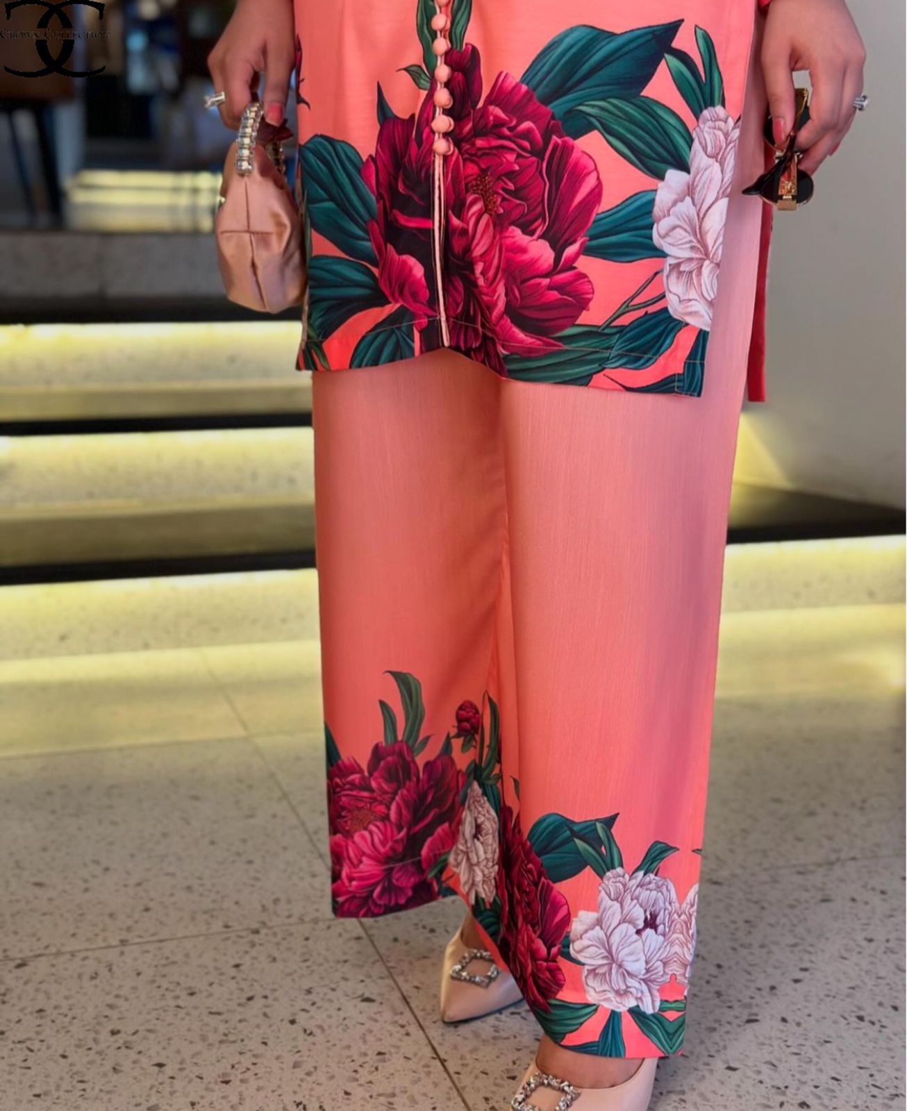 Digital Front &amp; Back Floral Print Co Ord
