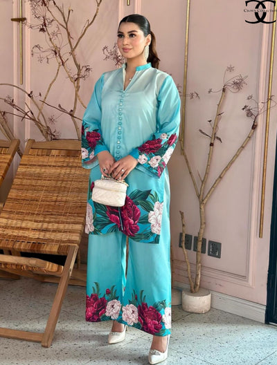 Digital Front &amp; Back Floral Print Co Ord
