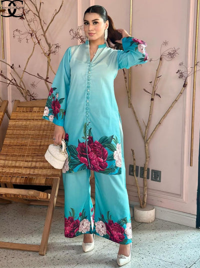 Digital Front &amp; Back Floral Print Co Ord